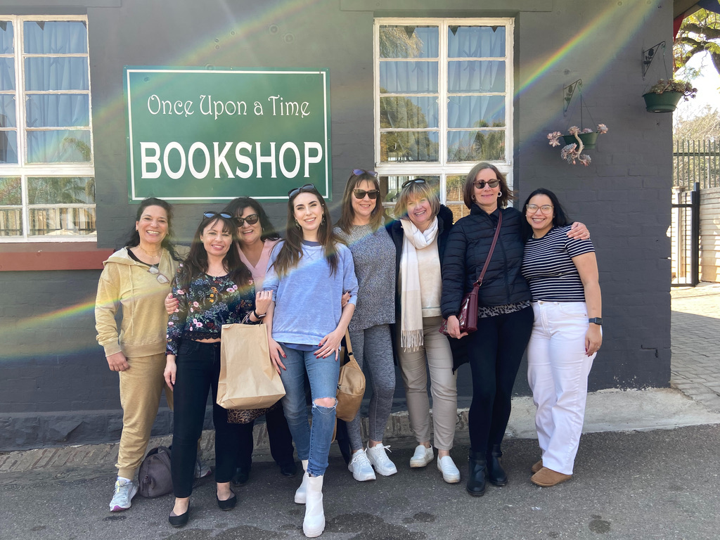 The Rachel's Book Club members gathered outside the Once Upon a Time Bookshop in Bedfordview